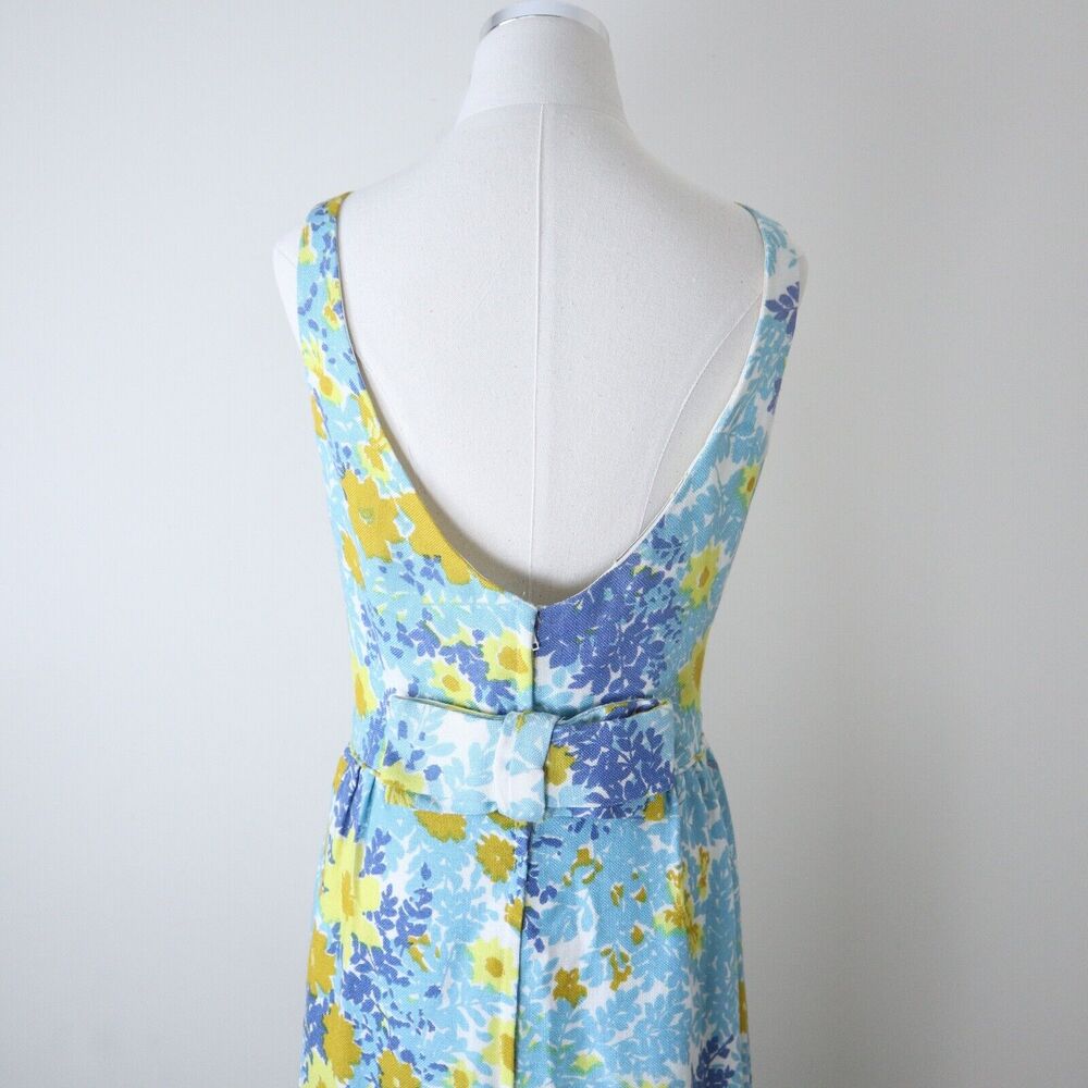 Vintage 1960s Size M Ira Curtis Low Back Maxi Cocktail Dress Sun Flower Print - Picture 7 of 10